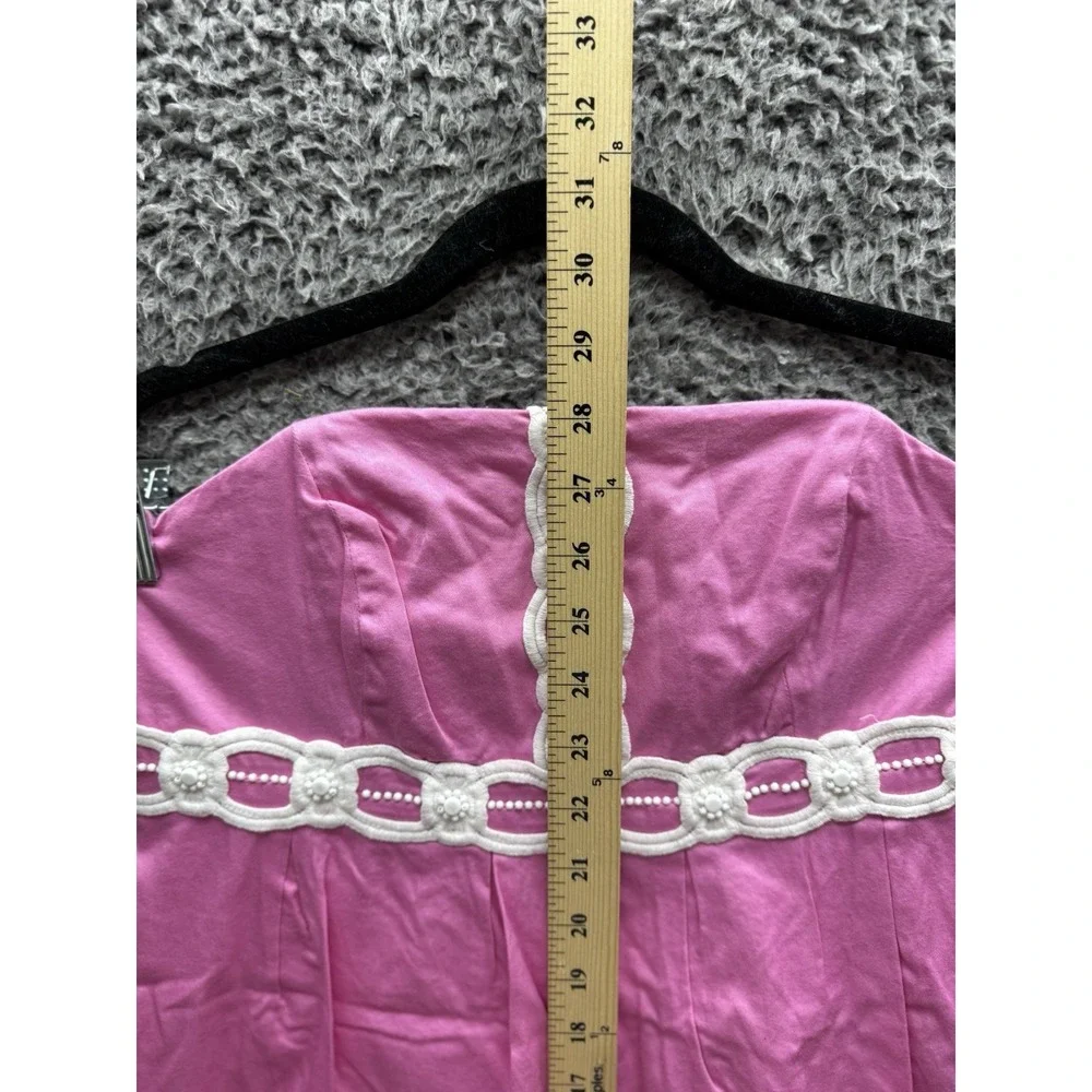 Ladies 6 Lilly Pulitzer Pink & White Sundress Short Strapless  Above Knee Cotton - Picture 9 of 11
